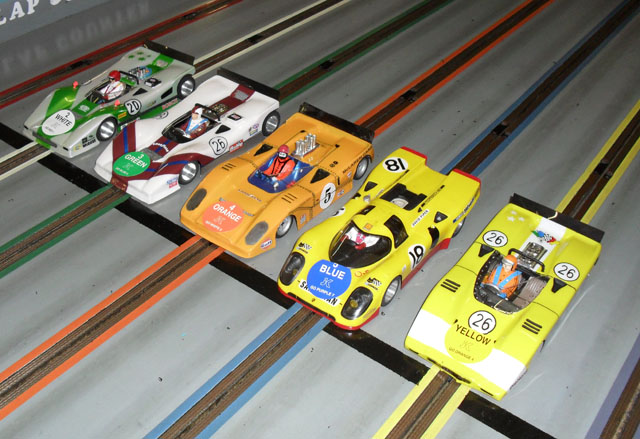 heat 1 cars, 1/24th CanAm/Sports GT;<br />Wayne, Jake, Jacco, Stoo (with James Porka body) and Brad.