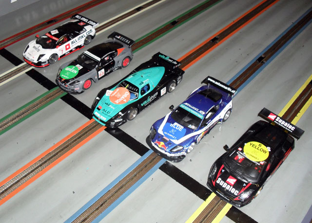1/32 cars in Heat 1;<br />Jakes' New Lambo', Dale's Re-Fettled Aston, Jacco's Improved maser', Brad's and Wayne's.