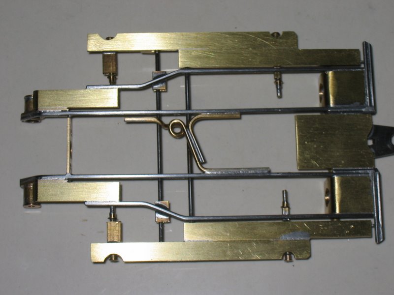 Bare chassis from bottom - all brass sections are K&amp;S .062&quot; brass strip.